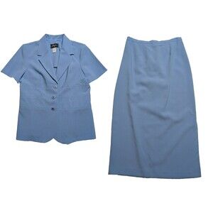 Sweet Suit 2pc Blazer S/S Top Long Skirt Set Outfit 3351 Size 14 Solid Sky Blue
